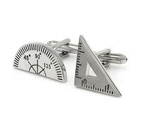 CMJ - Boutons de manchette fantaisie en forme de rapporteur et d’équerre - Cadeau pour un architecte, un professeur de maths, un ingénieur -Vendeur britannique