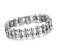 CMJ Bracelet en acier titane pour homme Motif chaîne de vélo Argenté, 20cm x 0.5cm, Titane, Pas de gemme
