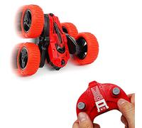 CMJ RC Cars Voiture de Cascade électrique à 360° Spin Attack Stunt Voiture de Course RC Double Face Rotation à 360° RC 4WD Haute Vitesse Hors Route pour garçons de 6, 7, 8-12 Ans (Rouge)