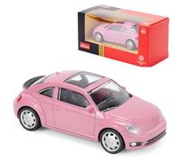 CMJ Voiture Miniature Volkswagen Coccinelle 1:43 en Fonte sous Pression - Rose - Objet de Collection détaillé - Produit sous Licence Officielle