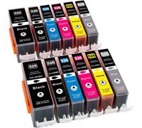CMJAAGUR-12 Cartouches D'Encre Compatibles Pour Canon Pixma Mg 6100 6150 6200 6250 8100 8150 8200 8250 / Canon Pgi-526Bk Cli-526Bk Cli-526C Cli-526M Cli-526Gy Avec Puce !!![M1020]