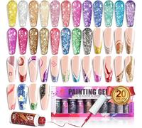 Cmjaagur-20 Couleurs Vernis Semi Permanent Liner, 7ml Or Argent Rouge Vert French Manucure Uv Couleur Gel Paillettes, Gel Polish Pour La Peinture Au Trait, Vernis À Ongles Pour Nail Art Ongl[M1024]