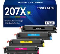 CMJAAGUR-207X 207A Lot De 4 Cartouches De Toner Pour 207X Color Laserjet Pro Mfp M283Fdw M255Dw M282Nw M283Fdn M255Nw M283 M255 M282 W2210X W2211X W2212X W2213X W2210A - Noir Cyan Jaune Mage[M720]