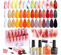 Cmjaagur-25 Pièce Vernis À Ongles Semi Permanents Avec Blooming Gel Uv Led Base,Matte,Top Coat Brillante Design De Manucure Pinceau Ongle Parti Valentin Noël Cadeaux Pour Femmes C406[M291]