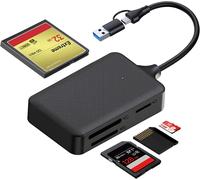 CMJAAGUR-4 En 1 Lecteur Carte Sd Usb 3.0, Adaptateur Carte Micro Sd Usb C, Mémoire Card Reader Sd Tf Ms Mmc Uhs-I Compact Flash, Adapter Cartes Memory Pour Pc Macbook Pro Air, Windows Macos [M943]