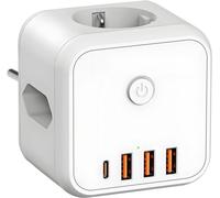 CMJAAGUR-7 En 1 Multipr Usb Cube - Multipr Parafoudre Murale Avec Interrupteur, Pr Usb Multiple Pour Domicile, Bureau, Voyage - Compacte Et Économie D'Espace Pour Chargement Rapide 3A Et 1C[M1667]
