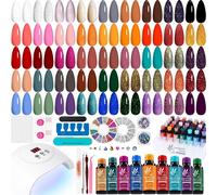 Cmjaagur-73 Pcs Vernis À Ongles Gels Semi Permanents Avec 54w Uv Led Lampe, 45 + 4 Couleurs,Nail Primer,Base Coat,Matte & No Wipe Top Coat Outils De Manucure Autocollant Décapant Vernis La06[M344]