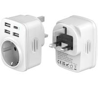 CMJAAGUR-Adaptateur Pr Angla , Pr Angla Adaptateur Francais Avec 3Usb A Et 1Usb C,Adaptateur Voyage Multifonction 5 En 1 Pr Angla /Uk Vers France Pour Uk,L'Irlande,Singapour,Dubai,Type G[M668]
