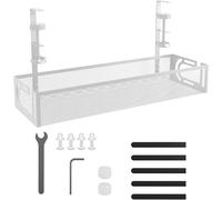 CMJAAGUR-Cache Cable Bureau Sans Percer, Plateau De Gestion Des Câbles Sous Le Bureau, Chemin De Câbles En Treillis Métallique Avec Pince, Pour Domicile(Blanc 1, 40 * 13 * 7Cm)[M1461]