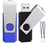 CMJAAGUR-Clé Usb 2 Go Lot De 2 Usb 2.0 Pendrive Clef Usb 2Go Pivotantes Disque Mémoire Stick Avec 2 Cordes (Noir Bleu,2Pcs*2Gb)[M106]