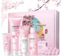 Cmjaagur-Coffret Bain Femme, Sakura Coffrets De Bain Et De Soins, Coffret Soin Femme Con Gel Douche, Bombe De Bain, Creme Corps, Masque Main, Feuille De Savon, Creme Main, Cadeau Anniversaire Mam[M25]