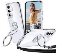 Cmjaagur-Coque Pour Samsung Galaxy A55 5g Avec Cordon, Double Anneau Support, Fine, Résistante Aux Chocs, Anti-Rayures Coque Samsung A55 5g - Transparent[J1388]