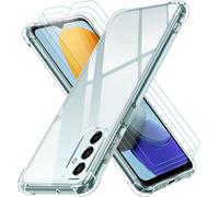 Cmjaagur-Coque Pour Samsung Galaxy M23 5g Avec 3 Pièces Protection Écran En Verre Trempé, Transparent Étui De Protection En Silicone Antichoc, Clair Mince Souple Tpu Bumper Housse[J1990]
