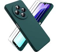 Cmjaagur-Coque Pour Xiaomi 14c/Xiaomi Poco C75, Avec 2 Pièces Protecteur D'écran En Verre Trempé, Housse Silicone Souple Ultra-Mince De Couleur Pure, Coque En Caoutchouc Antichoc - Vert Nuit[J619]