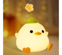 Cmjaagur-Flowerduck2 Veilleuse En Forme De Chat Mignon, Pour Enfants, En Silicone, Tactile, Avec Minuterie, Rechargeable Par Usb, Pour Décoration De Chambre À Coucher, Fs-2810-9999[M1461]
