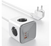 CMJAAGUR-Gan 33W Rallonge Multipr Usb C Et 4 Sortie Ac Et 3 Ports Usb, Pr Multiple 4000W 16A, Parafoudre Surtension, 4 Pr S, 2 Type-C, Rallonge Electrique 2M Pour Maison, Bureau, Blanc[M339]