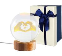 Cmjaagur-Lampe Veilleuse Boule De Cristal Led Avec Base En Bois, Boule De Cristal Lumineuse Avec Texte Je T'aime, Romantique Cadeau Pour Maman Enfants Femme Mari Anniversaire Noel Saint Valentin [M237