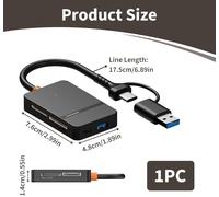 CMJAAGUR-Lecteur De Carte Sd Mémoire 6 En 2 Usb C Et Usb 3.0, Card Reader Pour Micro-Sd Ms , Transfert Haute Vitesse, Compatible Iphone 15 Pro , Macbook Pro Air, Ipad Pro, Surface, Dell, Sam[M295]