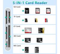 CMJAAGUR-Lecteur De Carte Sd Pour Iphone, Lecteur De Carte Mémoire Multi Iphone 5-En-1 Pour Cartes Xd, , Sd, Tf, Ms, Adaptateur De Lecteur De Carte Mémoire Sd Pour Iphone 14/14 Pro/14 Pro /1[M1669]