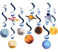 CMJAAGUR-Lot De 12 Décorations Spatiales À Suspendre En Spirale Pour Anniversaire D'Enfant, Système Solaire Pour Enfants, Planètes Et Astronautes, Décoration De Chambre D'Enfant Bleu[M1283]