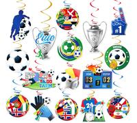 Cmjaagur-Lot De 16 Émerillons À Suspendre En Spirale - Décoration De Football Euro 2024 - Décoration D'anniversaire Pour Clubs De Sport Olympiques - Pour Bar, Anniversaire, Fête[M432]
