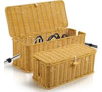 CMJAAGUR-Lot De 2 Boîte Rangement Pour Cable Avec Couvercle, Boîte D'Organisation Des Câbles En Rotin, Boite Multipr Pour Cacher Et Organ R Les Câbles, Grande Et Moyenne Boite Cache Cable[M174]