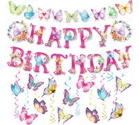 Cmjaagur-Lot De 36 Papillons Décoratifs Colorés À Suspendre - Décoration D'anniversaire - Papillons - Printemps Été - Filles - Décoration D'anniversaire Pour Enfants, Jardin, Maison, Fête[M777]