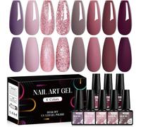Cmjaagur-Lot De 8 Vernis À Ongles En Gel - Rose Nude Rose - Vernis À Ongles Uv - Rose Foncé Et Violet - Vernis À Ongles En Gel Scintillant - Soak Off Uv - Manucure Nail Art Design - 8 Couleu[M1049]
