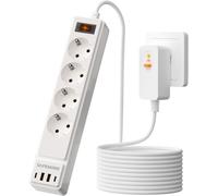 CMJAAGUR-Multipr 4 Pr S Avec Interrupteur Fi, Multipr Avec Protection Prcd (10 Ma), 4 Ports Usb (2 Usb-C Et 2 Usb-A, 3,4 A), Câble De 2 M, 230 V/16 A ( . 4000 W) Pour Bureau/Maison, Blanc[M1738]