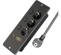 CMJAAGUR-Multipr Encastrable À 3 Pr S Avec 2 Ports Usb A Et 2 Usb C, Pr Encastrable De Table Avec Interrupteur Individuel Pour Meuble Ou Plan De Travail, Noir[M1204]