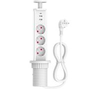 CMJAAGUR-Multipr Encastrable Bloc Pd 20W Charge Rapide Avec 3 Pr S 2 Usb-A Et 1 Usb-C Câble 1,8M, Ø 60Mm Pr Escamotable Plan De Travail Pour Cuisine Bureau Chambres Salon (Blanc)[M311]