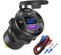 CMJAAGUR-Pr Usb 12V Chargeur De Voiture En Aluminium Pd65W Port Usb Voiture Pour Ordinateurs Portables, Port U-S-B À Charge Rapide 3.0, Pr Boost Intégrée Etanche À L'Eau Avec Voltmètre Et In[M1125]