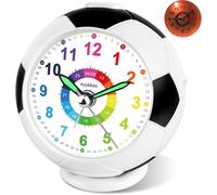 Cmjaagur-Réveil Enfant Football Garçon Fille,Horloge Pédagogique Analogique Silencieux Sans Tic-Tac Avec Veilleuse,Snooze Et Design Antidérapant,Idée Cadeau Éducatif 5-12 Ans (Noir)[M698]