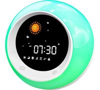 Cmjaagur-Réveil Enfant, Réveil Dapprentis Au Sommeil Pour Enfant, Avec Affichage De La Lune Et Du Soleil, Veilleuse, Alarme Et Son Favorisant Le Sommeil Intégrés[M461]
