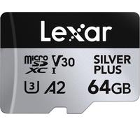CMJAAGUR-Silver Plus Carte Micro Sd 64 Go, Microsdxc Carte Tf Jusqu'À 205 Mo/S En Lecture, 100 Mo/S En Écriture, Carte Mémoire Micro Sd+ Adaptateur, A2, U3, Classe 10, V30, Full Hd Et 4K Uhd[M91]