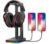 CMJAAGUR-Support Casque Gamer, Rgb Support Casque Gaming Avec Pr Aux 3,5 Mm, 2 Ports Usb, 10 Modes D'Éclairage Porte Casque De Jeu Compatible Avec Pc Bureau Gamer ¿Uniquement Pour Pc¿[M1494]