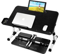 CMJAAGUR-Table De Lit Pour Ordinateur Portable, Pliable, Réglable En Hauteur Et Angle, Plateau Avec Tiroir/Fente Pour Tablette, Pour Canapé/Sol (60 X 34 Cm, Noir)[M878]