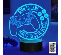 CMJAAGUR-Veilleuse De Jeu 16 Couleurs Changeantes Avec Télécommande ,Cadeau De Jeu Pour Chambre D'Enfant, Joueur De Jeu, Born To Game Forced To Go To School Lamp[M2393]