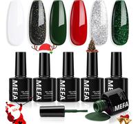 Cmjaagur-Vernis Semi Permanent, Vernis Gel Uv 6 Couleurs Rouge Blanc Vert Noir Pailleté Noël Kit Gel Ongle French Manucure Nail Art Ongles Gel Soak Off Uv/Led Gel Polish Pour Starter Salon D[M518]