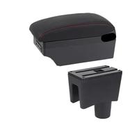 CMJAHU Accoudoir central de voiture JAC J3, boîte de rangement dédiée, avec port USB, accessoires de voiture(C red line 7USB)