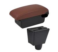 CMJAHU Accoudoir central for Dacia Sandero, accessoire de rénovation for Renault Logan 2, boîte de rangement centrale for accoudoir de voiture(B brown 3USB)
