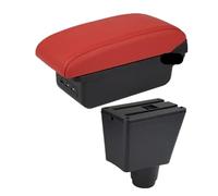 CMJAHU Accoudoir central for Dacia Sandero, accessoire de rénovation for Renault Logan 2, boîte de rangement centrale for accoudoir de voiture(B red 3USB)