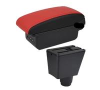 CMJAHU Accoudoir central for Dacia Sandero, accessoire de rénovation for Renault Logan 2, boîte de rangement centrale for accoudoir de voiture(B Red black 3USB)