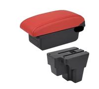 CMJAHU Accoudoir central for Kia Rio, Kia Stonic, Europe, Amérique du Sud, pièces de rechange, boîte de rangement, accessoires de voiture (2015-2022)(A red No USB)
