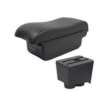 CMJAHU Ajustement for V-w Polo Boîte d'accoudoir Polo 9N 3 Boîte de console centrale de voiture 2002-2009 Boîte de rangement de voiture modifiée Accessoire intérieur(B1 Black red 3 USB)