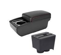 CMJAHU Convient for V-W Polo Accoudoir Boîte Polo 9N 3 Console centrale de voiture 2002-2009 Boîte de rangement double couche modifiée Accessoire intérieur de voiture(A1 Black red NO USB)