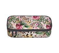 CMJSGG Animal Tigre Imprimé Léopard Rose Fleur Imprimé, Trousse à Crayons, Trousse à Crayons, Trousse à Crayons de Grande capacité, Trousse à cosmétiques