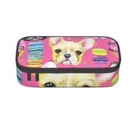 CMJSGG Aquarelle de Chiot Bouledogue français, Trousse à Crayons, Trousse à Crayons, Trousse à Crayons de Grande capacité, Trousse à cosmétiques