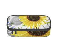 CMJSGG Aquarelle Tournesols Jaunes Fleurs Bleues, Trousse à Crayons, Trousse à Crayons, Trousse à Crayons de Grande capacité, Trousse à cosmétiques