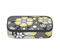 CMJSGG Bordure Enneigée Fleur Étoile Grise Et Jaune, Trousse à Crayons, Trousse à Crayons, Trousse à Crayons de Grande capacité, Trousse à cosmétiques